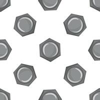 Seamless pattern of realistic metallic hexagonal nuts depicting industrial fasteners vector
