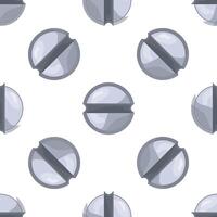 Seamless pattern of realistic metal screws rotating on white background vector