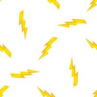 Yellow lightning bolt striking seamless pattern on white background vector