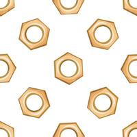 Seamless pattern of realistic metallic nuts depicting industrial concept vector