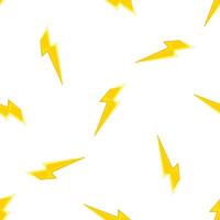 Seamless pattern of yellow lightning bolts flashing on white background vector