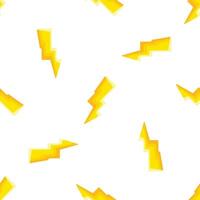 Yellow lightning bolt striking white background seamless pattern vector