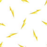 Seamless pattern of yellow lightning bolts on white background vector