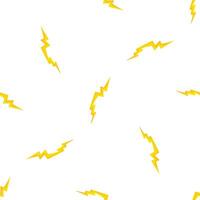 Seamless lightning bolt pattern illuminating white background vector