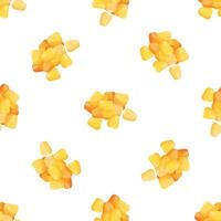 Seamless pattern with delicious grains of golden corn on white background vector