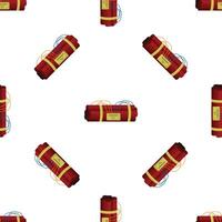 Dynamite sticks with timer and wires seamless pattern on white background vector