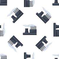 Industrial factory seamless pattern polluting environment with smoke vector