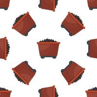 Mining cart carrying coal on white background seamless pattern vector