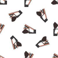 Coal mining conveyor belt transporting coal seamless pattern on white background vector