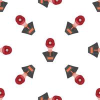 Miner seamless pattern wearing helmet and uniform on white background vector