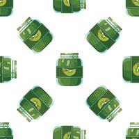 Kiwi jam glass jars seamless pattern showing healthy eating and organic food vector