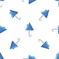 Seamless pattern with cute blue umbrella smiling on white background vector