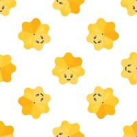 Seamless pattern with smiling yellow beach umbrellas enjoying summer vacation vector