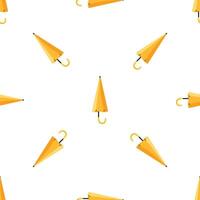Seamless pattern of yellow umbrellas providing protection from rain vector