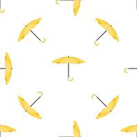 Yellow umbrellas seamless pattern repeating on white background vector