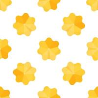 Seamless pattern of yellow flower shaped figures on a white background vector
