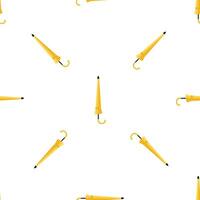 Yellow umbrella seamless pattern repeating on white background vector