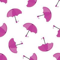 Seamless pattern with pink umbrellas protecting from rain on white background vector