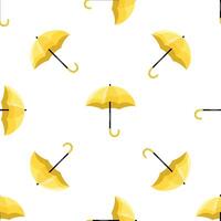 Seamless pattern with bright yellow umbrellas providing protection from rain vector