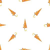 Seamless pattern with yellow umbrella with purple dots protecting from rain weather forecast meteorology vector