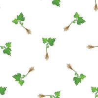 Seamless pattern of hops seedlings growing with roots and leaves vector