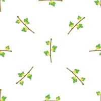 Blooming yellow currant branch seamless pattern on white background vector