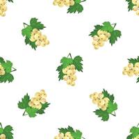 White currant sprigs with green leaves seamless pattern on white background vector
