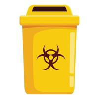 Yellow biohazard medical waste container displaying international biological hazard symbol vector