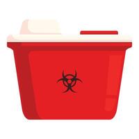 Red biohazard medical waste container showing biohazard symbol vector