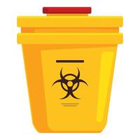 Yellow biohazard medical waste container with red lid representing proper disposal vector