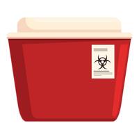 Red biohazard medical waste container protecting against contamination vector