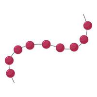 Red christmas balls hanging on a string forming a curved line vector
