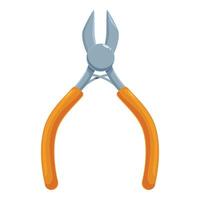 Diagonal cutting pliers with orange handles on white background vector