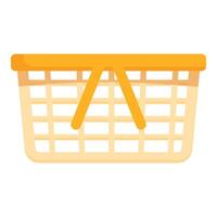 Empty shopping basket with yellow handles and lid, ready for groceries vector