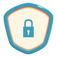 Blue padlock inside a shield symbolizing security and protection vector