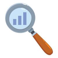Magnifying glass showing growth chart for market research and data analysis vector