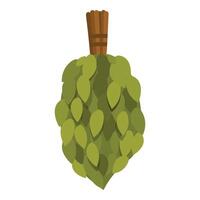 Green bath broom hanging and drying, ready for sauna session vector