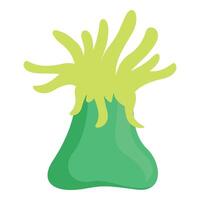 Green sea anemone standing on ocean floor with tentacles waving gently vector