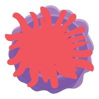 Red coral shape emerging from purple wavy background, modern abstract design vector