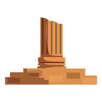 Broken fluted column standing on stone steps representing ancient architecture vector