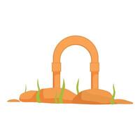 Ancient archway emerging from desert sands with sparse vegetation vector