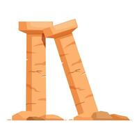 Two broken ancient columns representing decline of civilization vector