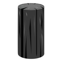 Black charcoal log standing upright on white background vector