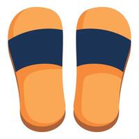 Comfortable orange slippers with blue strap for relaxing at home vector