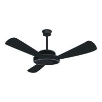 Black ceiling fan rotating providing cooling air circulation vector