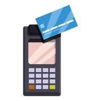 Contactless payment using credit card on pos terminal vector