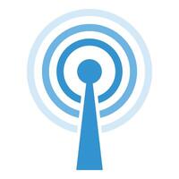 Wireless communication tower broadcasting radio waves vector