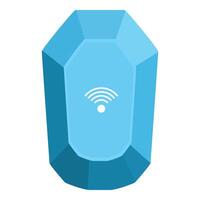 Light blue gemstone emitting wifi signal, futuristic technology concept vector