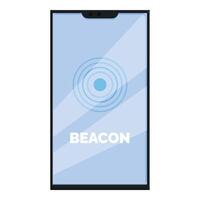 Smartphone showing beacon signal and emitting radio waves vector