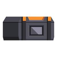 Futuristic metal container with digital display and orange details vector
